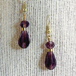 Purple Crystal Tear Drop Earrings